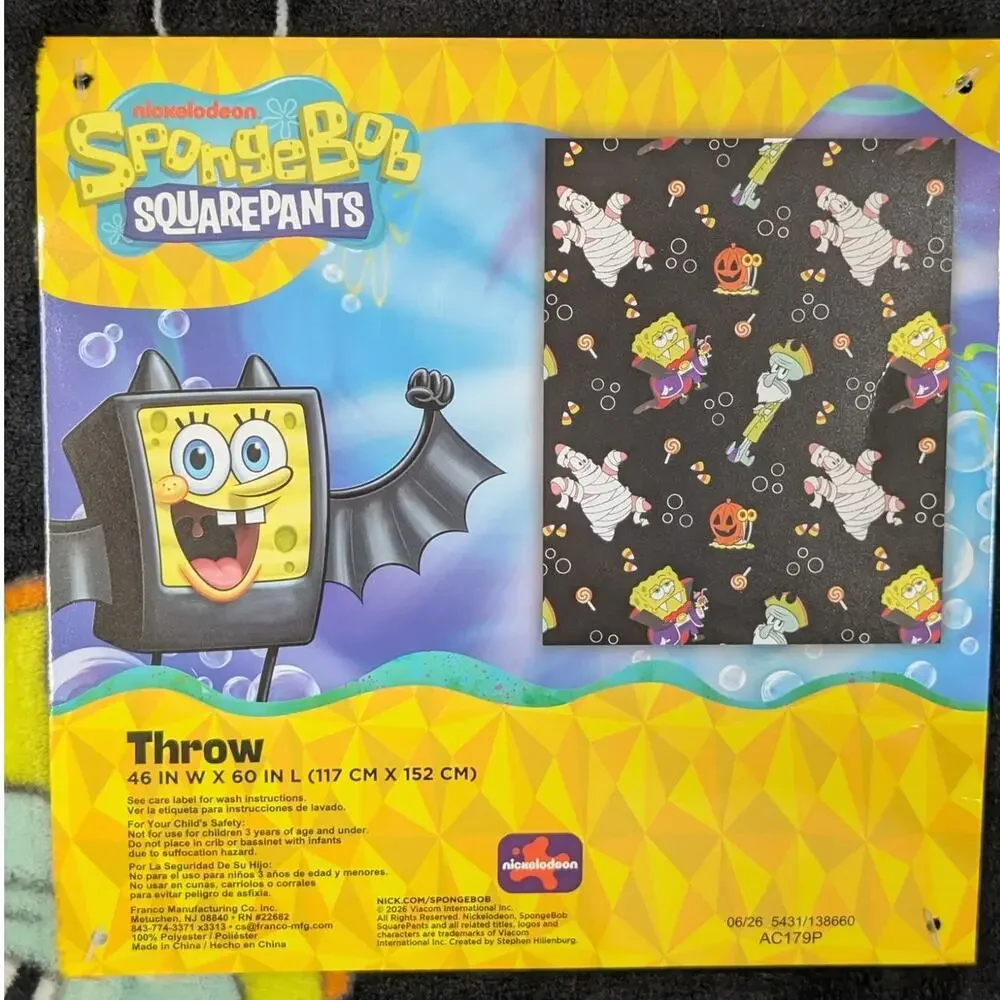 NWT SpongeBob Halloween Throw Blanket 2026 Viral 46 x 60